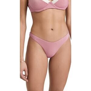 PQ Swim Pily Q Ruched Bikini Bottom High Cut Full Coverage Namaste Pink L NEW